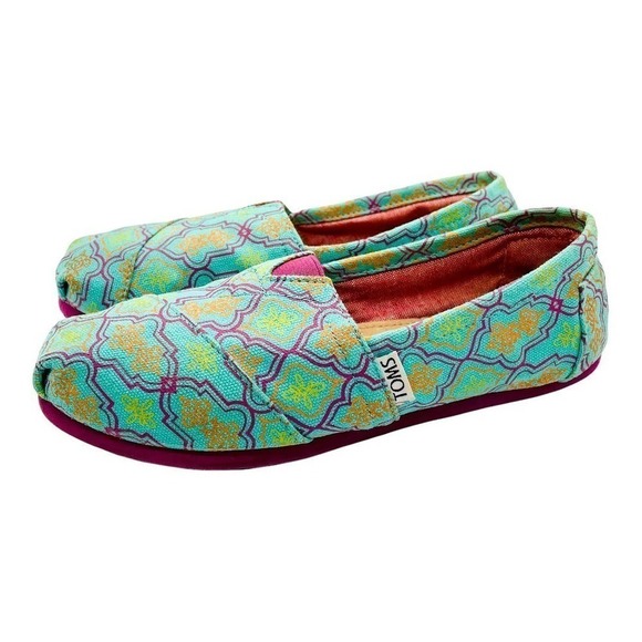 TOMS Women’s Sz 6 Aqua Moroccan Classic Alpargata Slip On Shoes - Picture 2 of 10